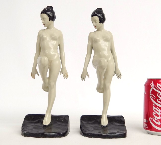 Pair Art Deco metal painted