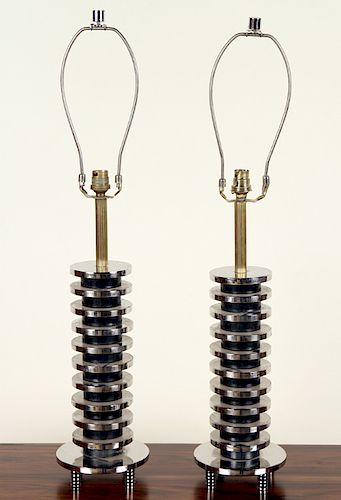 PAIR ART DECO NICKEL OVER BRONZE