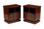 PAIR ART DECO-STYLE AMBOYNA BE