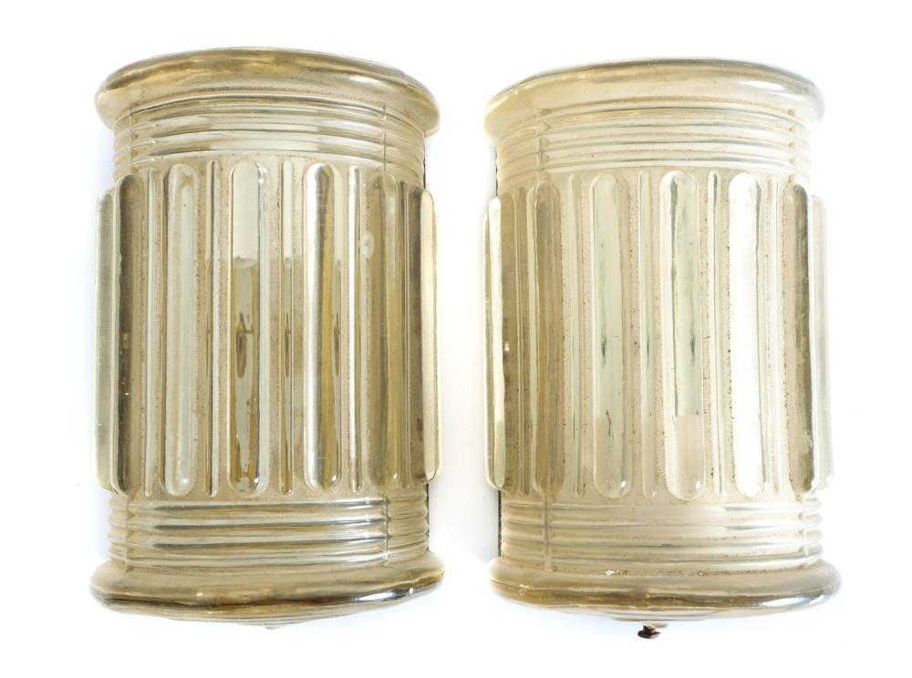 PAIR, ART DECO STYLE GLASS DEMILUNE