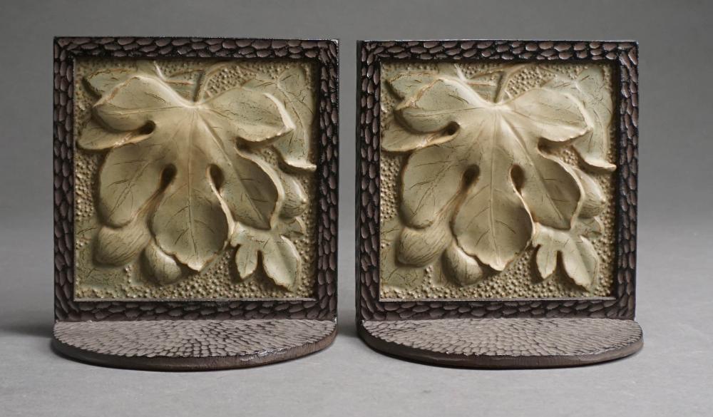 PAIR ART DECO STYLE PATINATED METAL