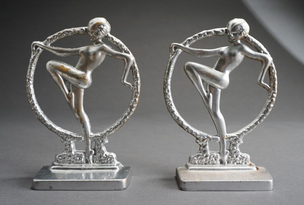 PAIR ART DECO STYLE SILVERED