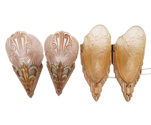 PAIR ART DECO WALL SCONCESPair of