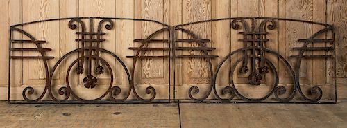 PAIR ART DECO WROUGHT IRON PANELS