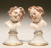 Pair Art Italy porcelain child