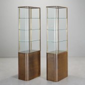 PAIR ART MODERNE BRASS AND GLA