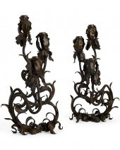 PAIR ART NOUVEAU BRONZE IRIS C