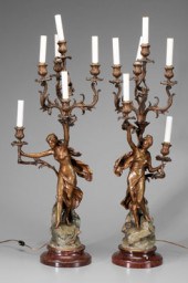 Pair Art Nouveau style candela