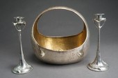 PAIR ART NOUVEAU STYLE TIN CAN