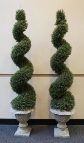 PAIR ARTIFICIAL CYPRESS SPIRAL