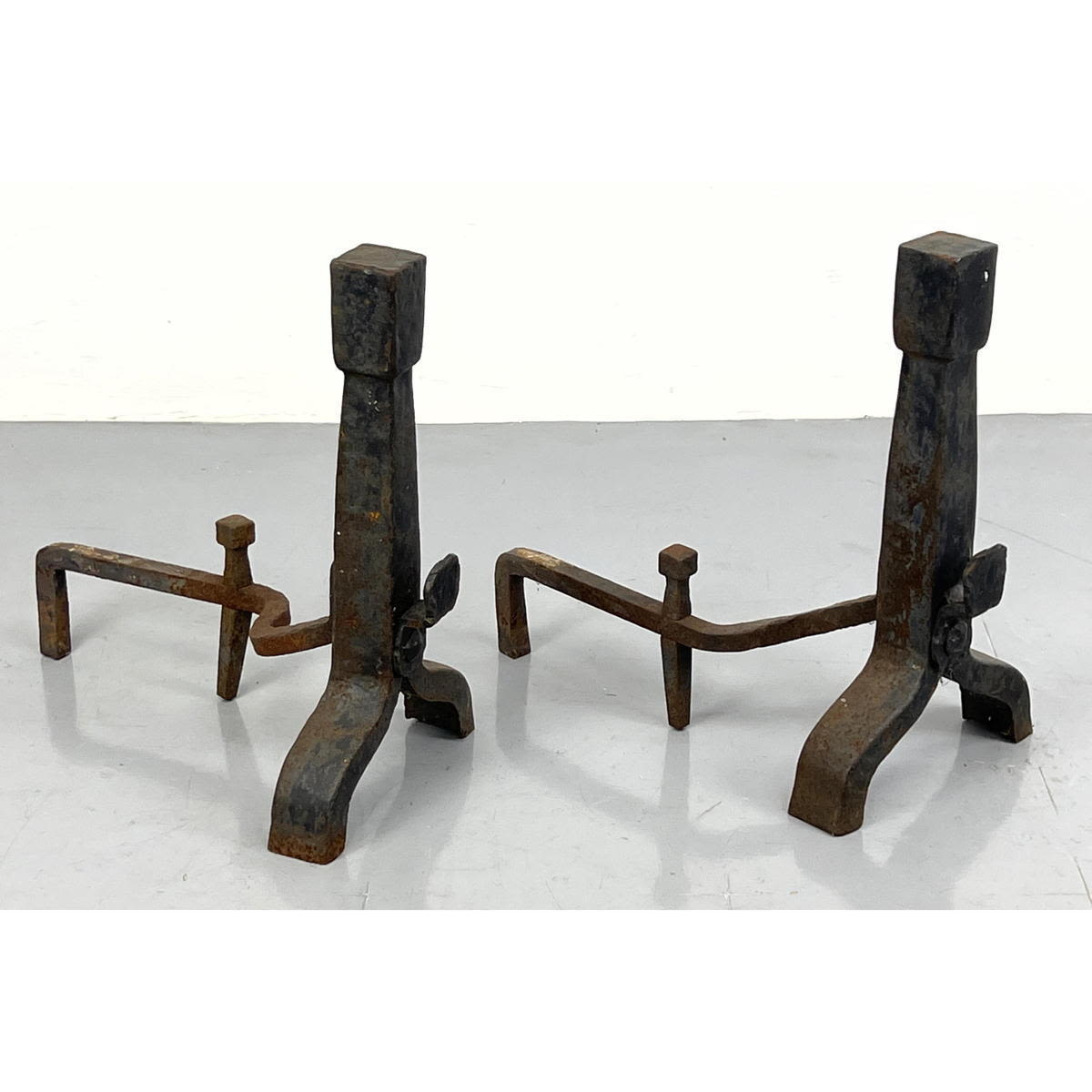 Pair Arts and Crafts Andirons. 