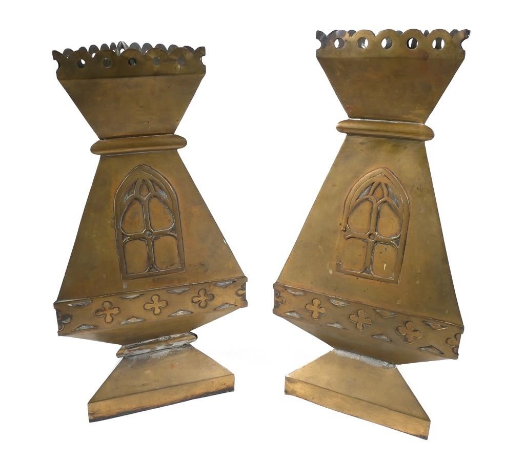 PAIR ARTS & CRAFTS BRASS