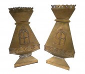 PAIR ARTS & CRAFTS BRASS METAL
