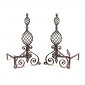 PAIR ARTS & CRAFTS IRON ANDIRO
