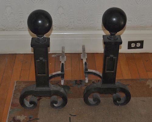 PAIR ARTS & CRAFTS WROUGHT IRON