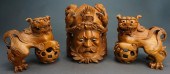 PAIR ASIAN CARVED WOOD GUARDIA