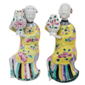 PAIR ASIAN CERAMIC WALL FIGURE