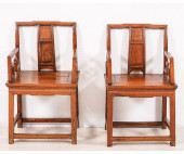 PAIR ASIAN OPEN ARMCHAIRS<br>P