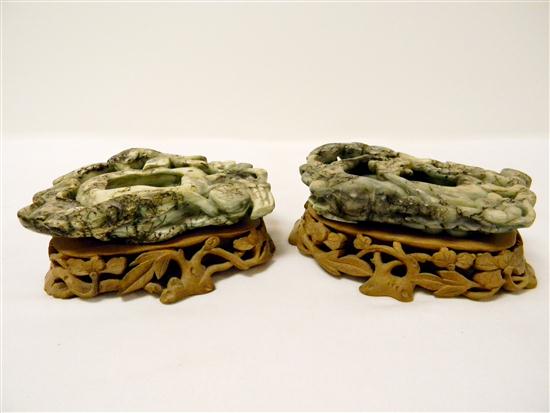 Pair Asian soapstone brush