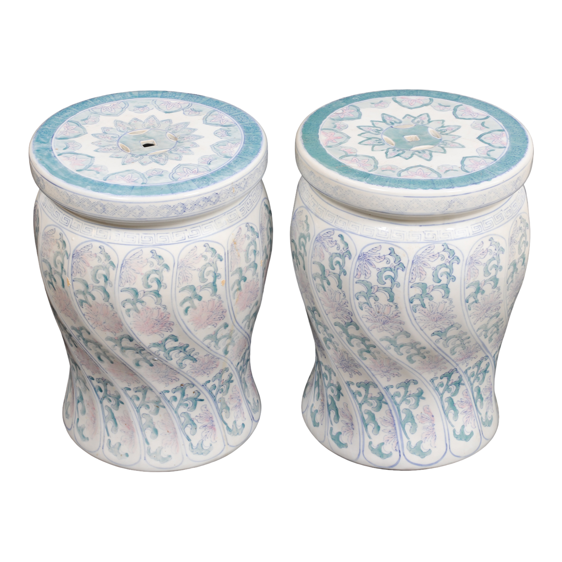 Pair Asian style pottery garden