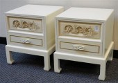 PAIR ASIAN STYLE WHITE ENAMEL