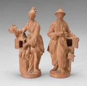 Pair Asian terracotta figures: