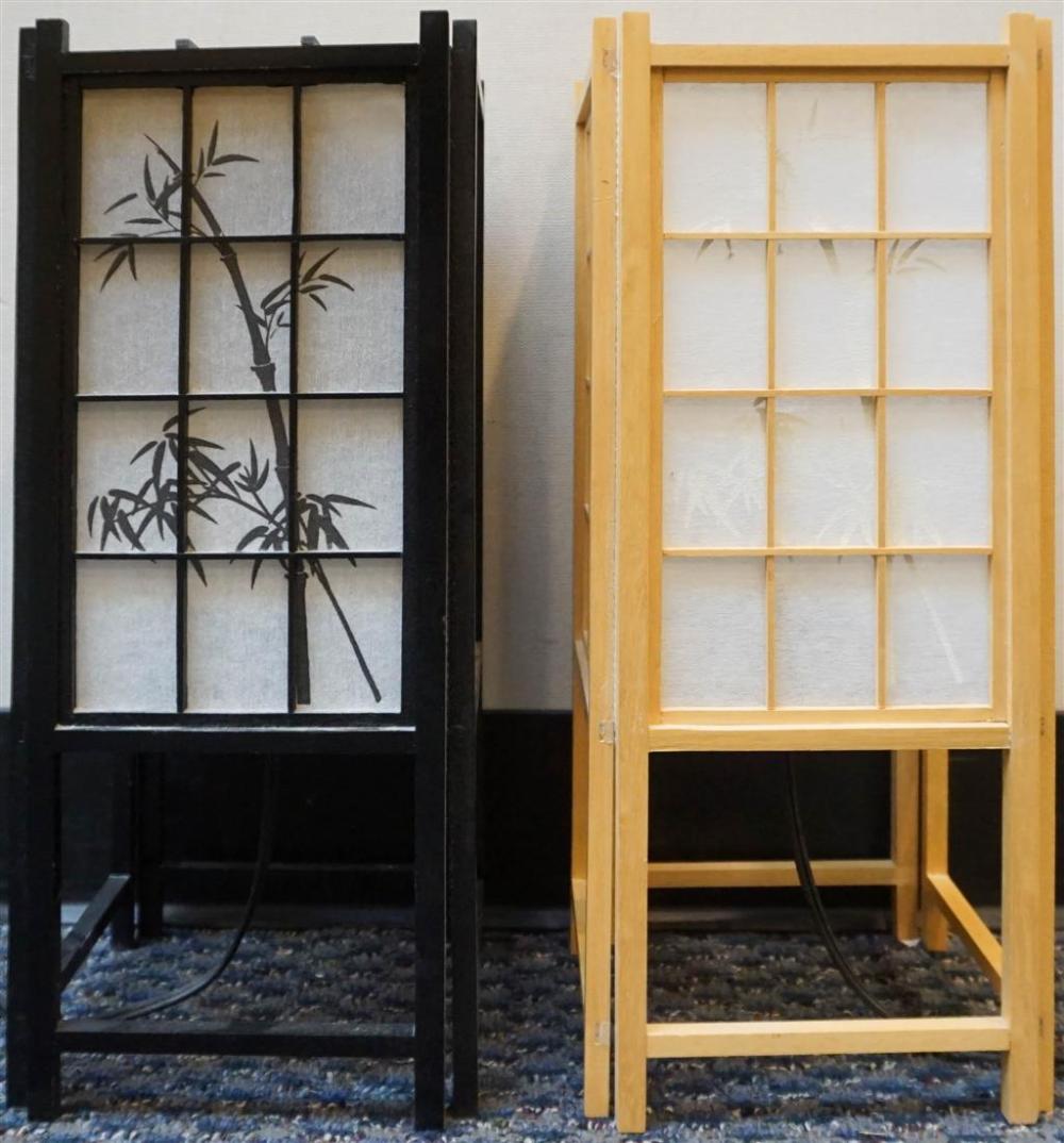 PAIR ASIAN WOOD AND PAPER SQUARE