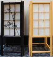 PAIR ASIAN WOOD AND PAPER SQUA