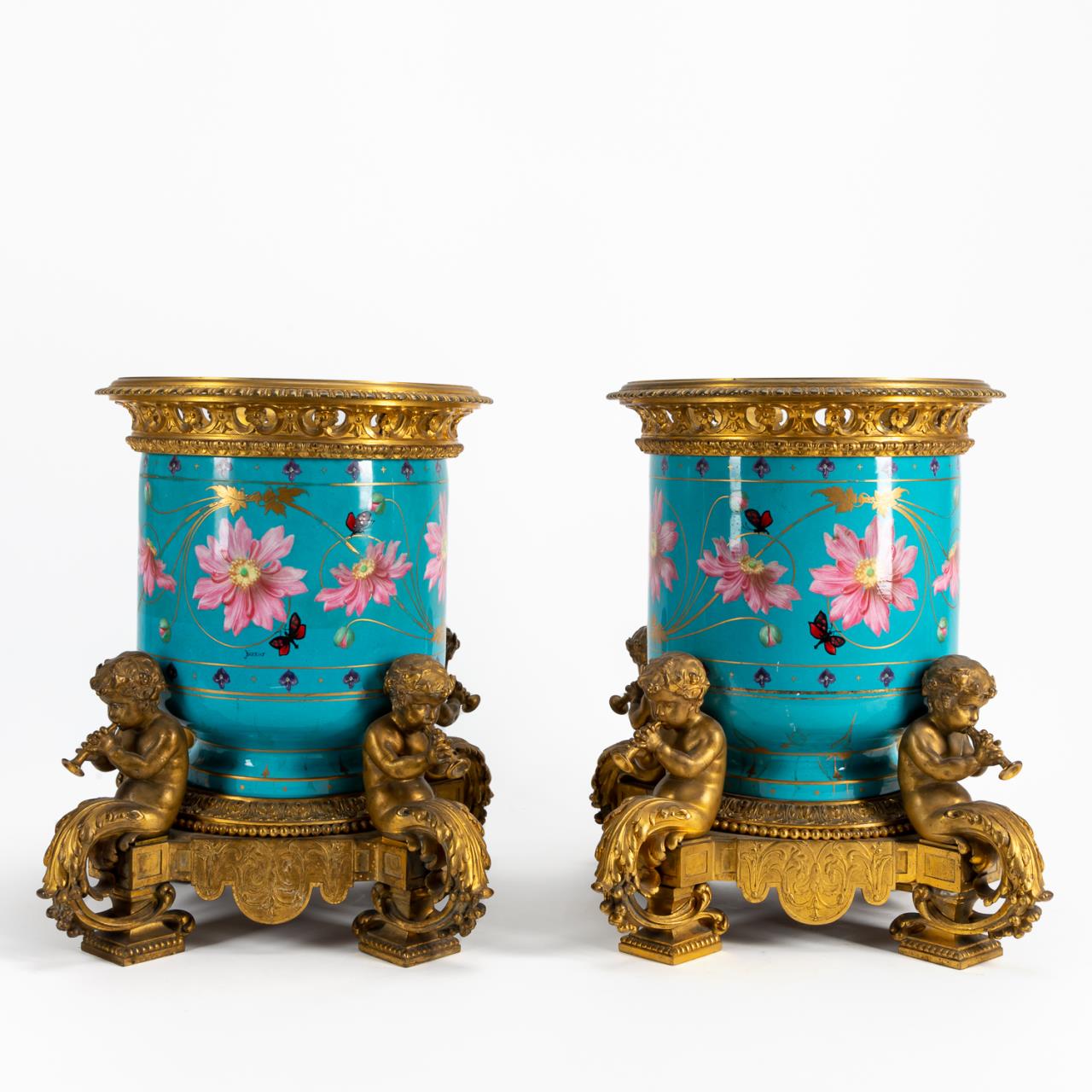 PAIR, ATTR: SEVRES PORCELAIN BRONZE