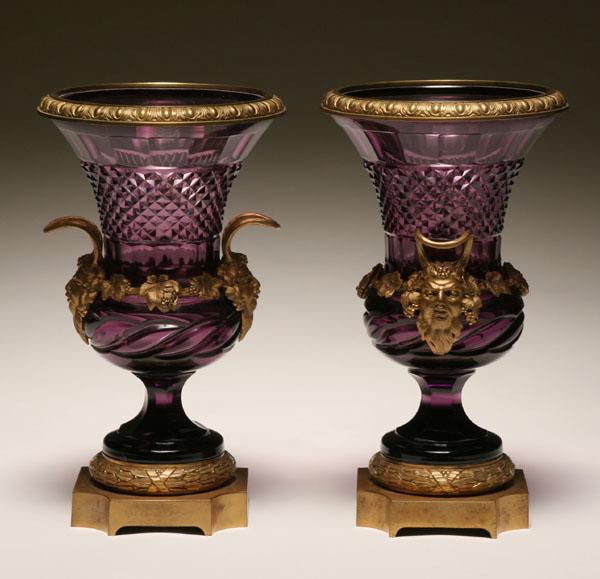 Pair Austrian cut glass vases