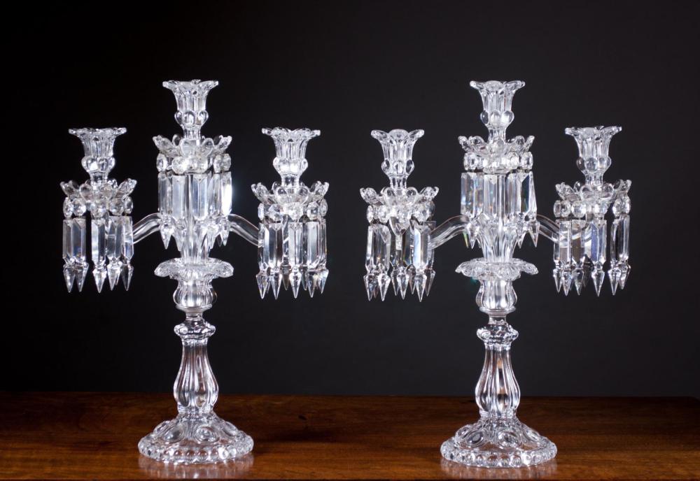 PAIR BACCARAT CRYSTAL CANDELABRA,