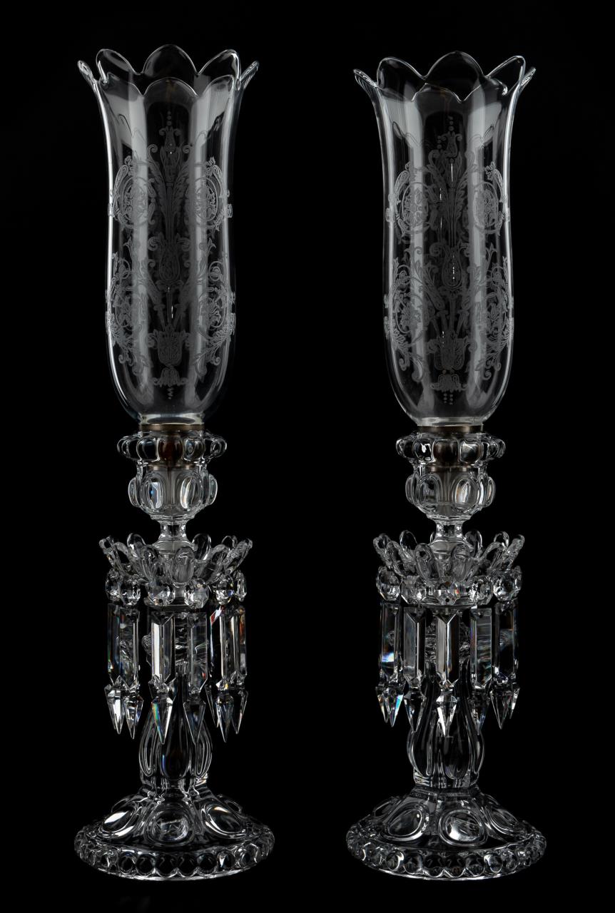 PAIR, BACCARAT CRYSTAL CANDLE
