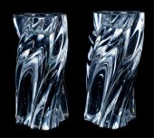 PAIR, BACCARAT CRYSTAL ODILON