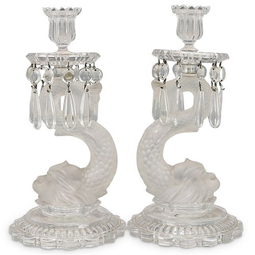 PAIR BACCARAT DOLPHIN GLASS