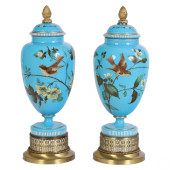 PAIR BACCARAT STYLE BLUE OPALI
