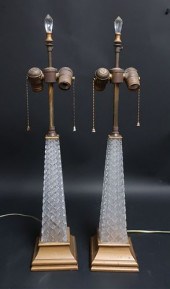 PAIR BACCARAT STYLE CUT GLASS