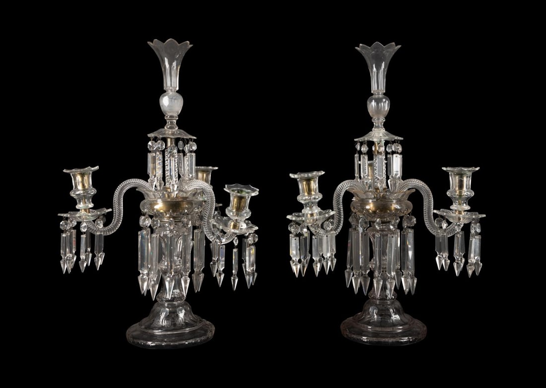 PAIR BACCARAT STYLE EPERGNE
