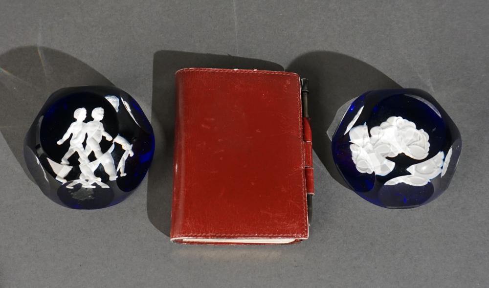 PAIR BACCARAT SULFIDE PAPERWEIGHTS,