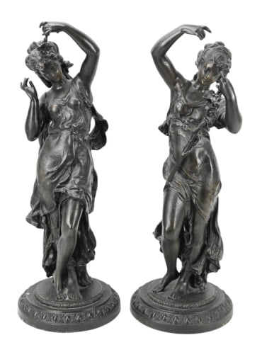 PAIR BACCHANALIAN WOMEN PATINATED
