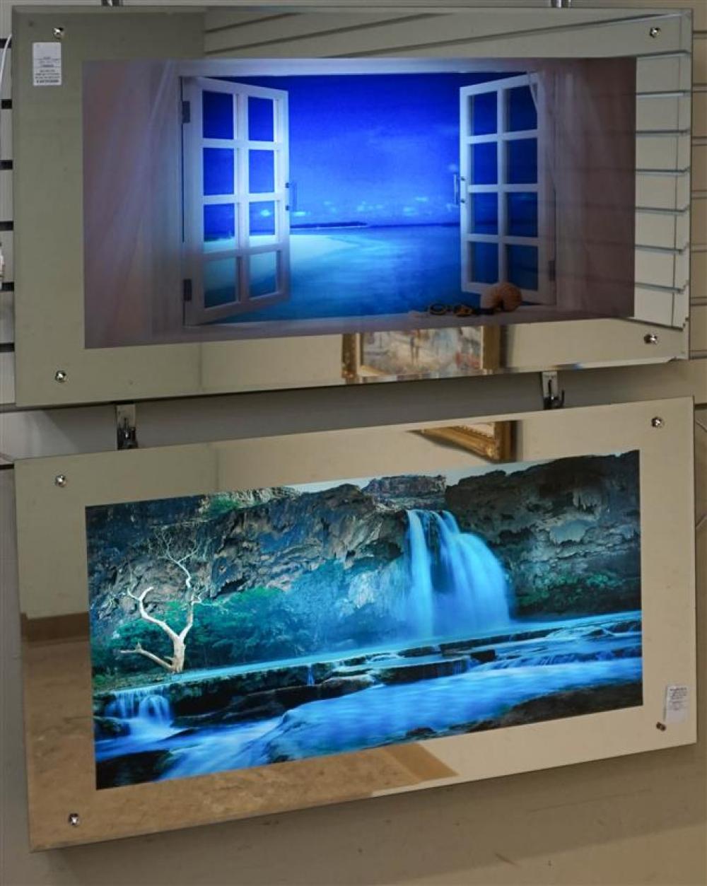 PAIR BACKLIT PHOTOGRAPHS, 19 X 39