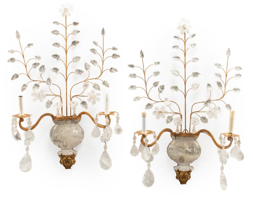 PAIR BAGUES-STYLE GILT METAL ROCK