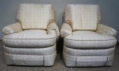 PAIR BAKER CHAMPAGNE UPHOLSTER