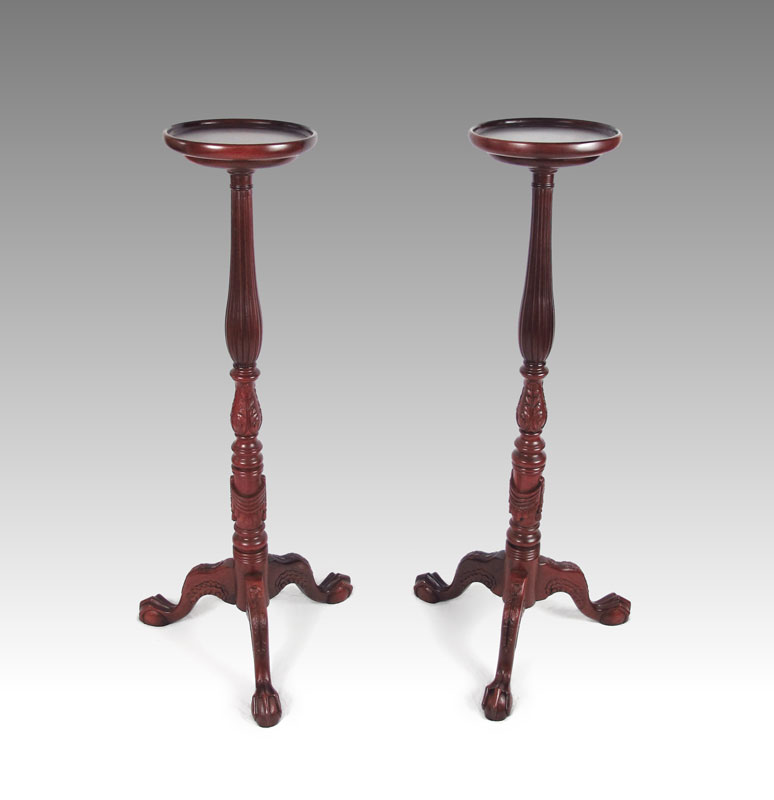 PAIR BALL AND CLAW FOOT CARVED WOOD