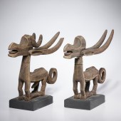 PAIR BAMBARA CARVED ANTELOPE H