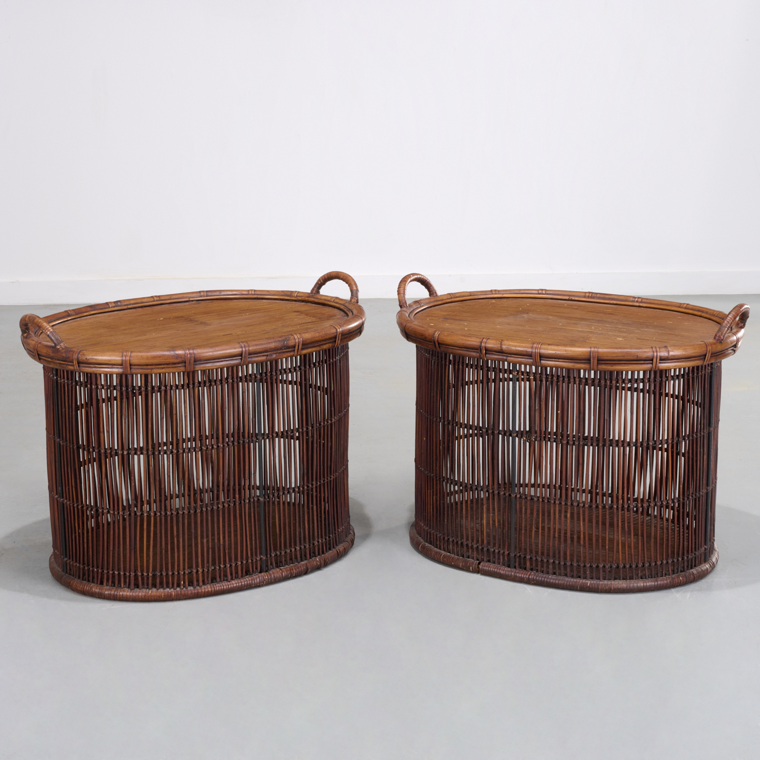 PAIR BAMBOO TRAY TABLES SUPPLIED BY