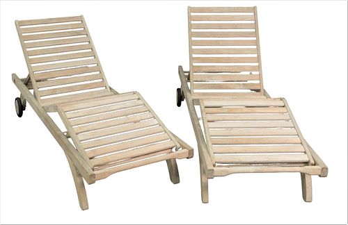 PAIR BARLOW TYRIE TEAK LOUNGES,
