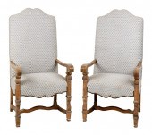PAIR BAROQUE-STYLE CARVED ARMC