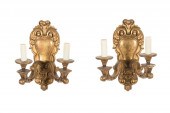 PAIR BAROQUE STYLE CHERUB GILT