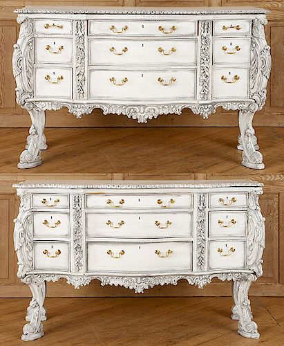 PAIR BAROQUE STYLE PAINTED CHEST OF