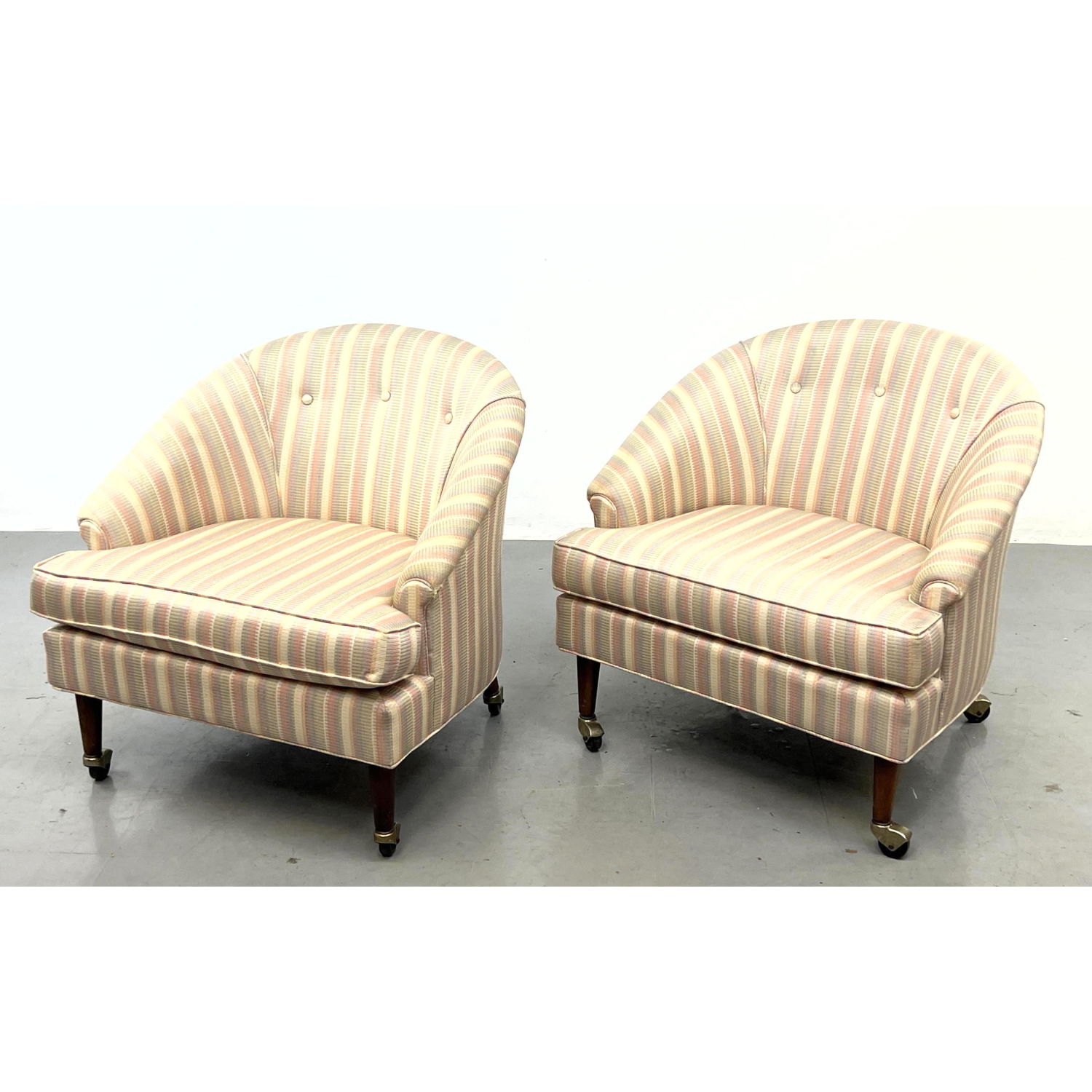 Pair Barrel Back Lounge Chairs on